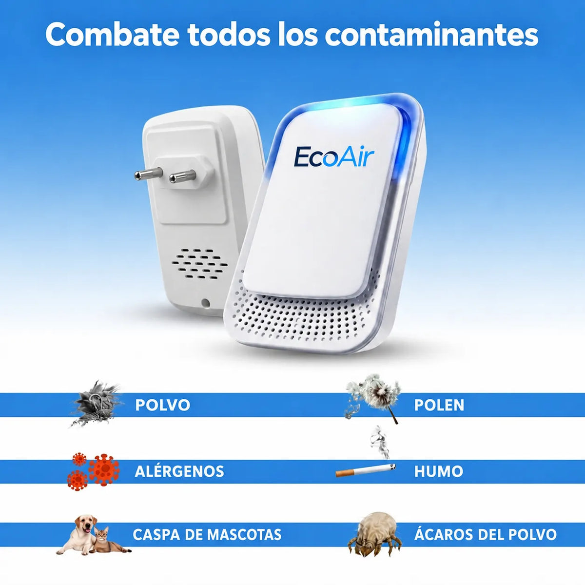 EcoAir™ | Purificador de aire iónico compacto sin filtros